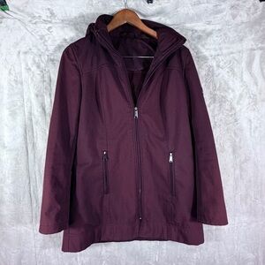 Andrew Marc Hooded Softshell Jacket Women’s Size S Burgundy Maroon Coat